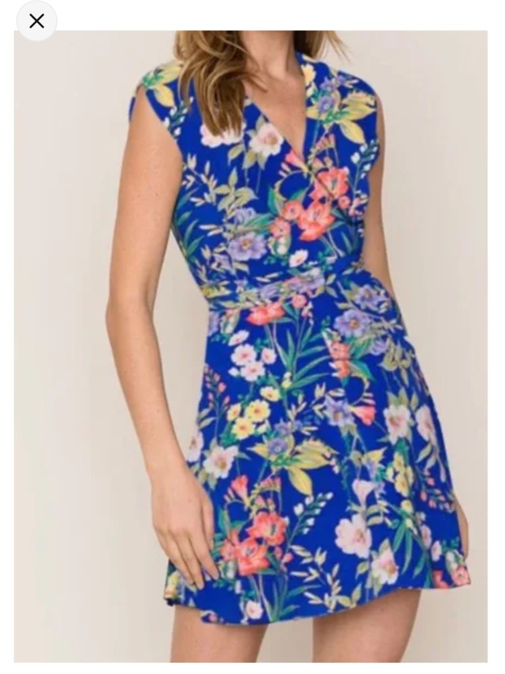 Yumi Kim Vibrant Floral Mini Dress 100 percent silk wrap dress